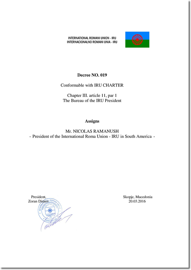 International Romani Union e Embaixada Cigana do Brasil